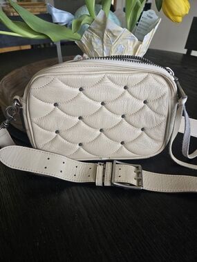 Aimee Kestenberg Cream Quilted Pebble Leather Crossbody